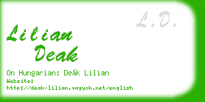 lilian deak business card